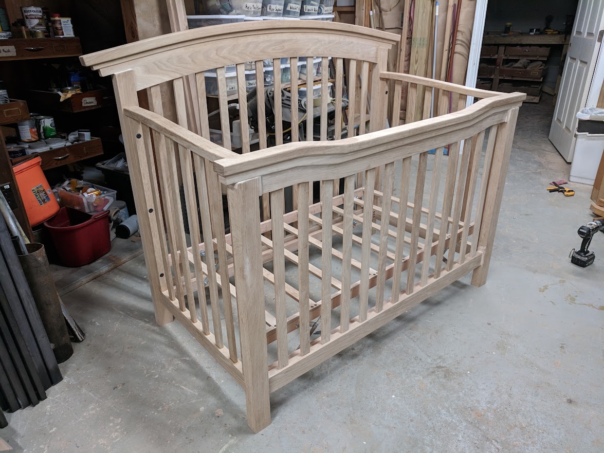 Hand-built baby crib detail